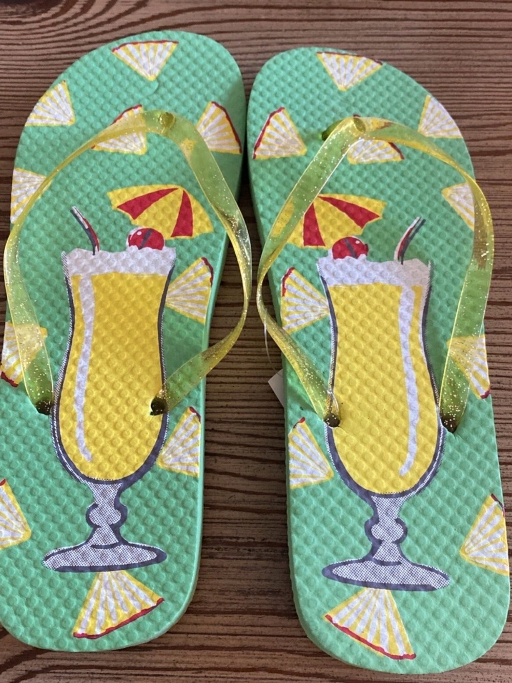 Juncture NWT/D Women 9-10 Tropical Drink Sparkley Strap Flip Flops/Sandals